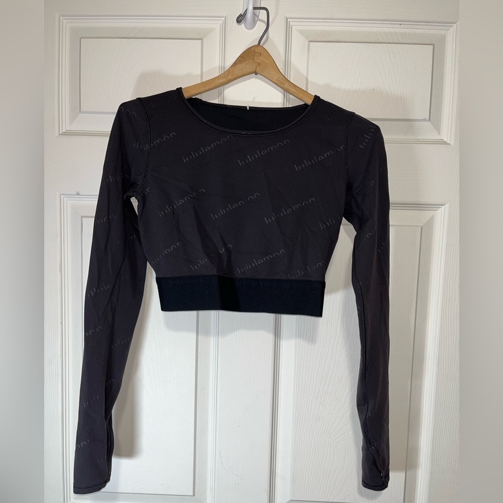 lululemon athletica Black Logo Print Crop Top